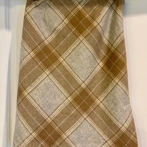 Ann Taylor Tan, Cream and Grey Plaid Skirt, NWT